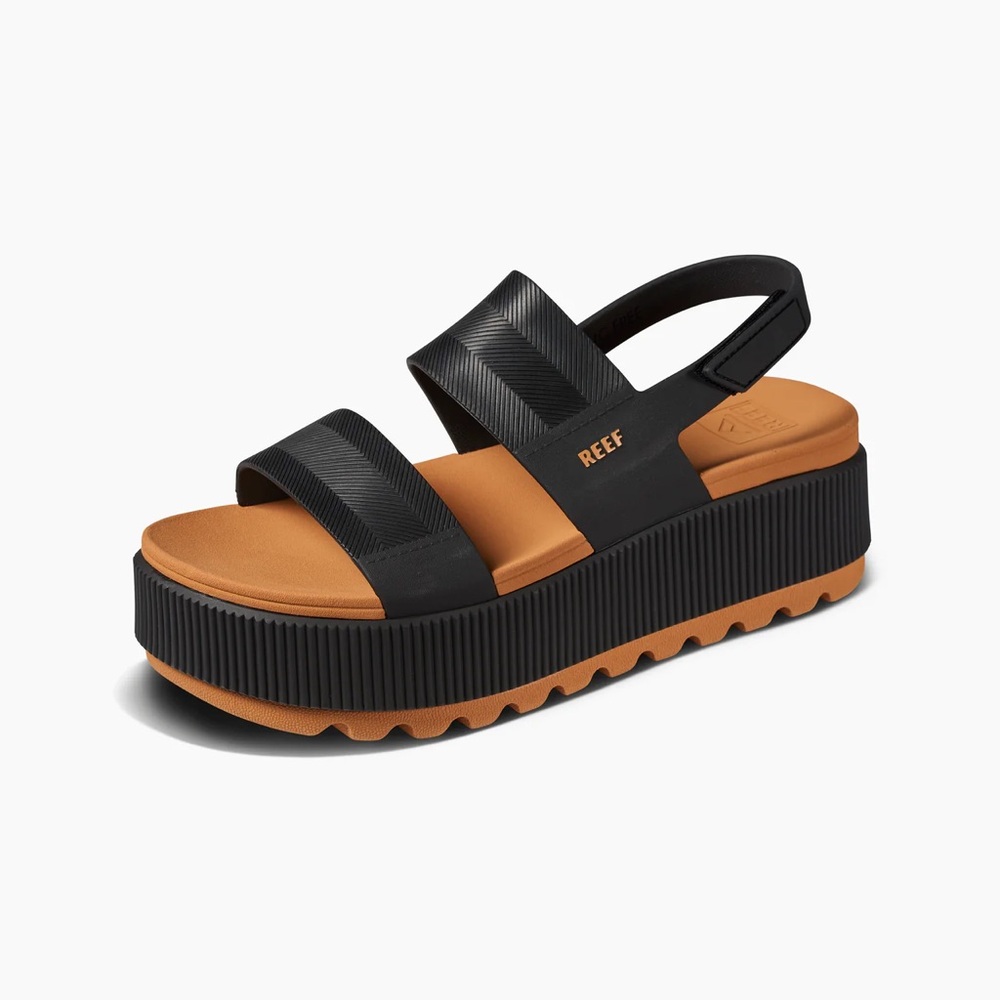 Reef Women's Black Cognac Platform Sandals